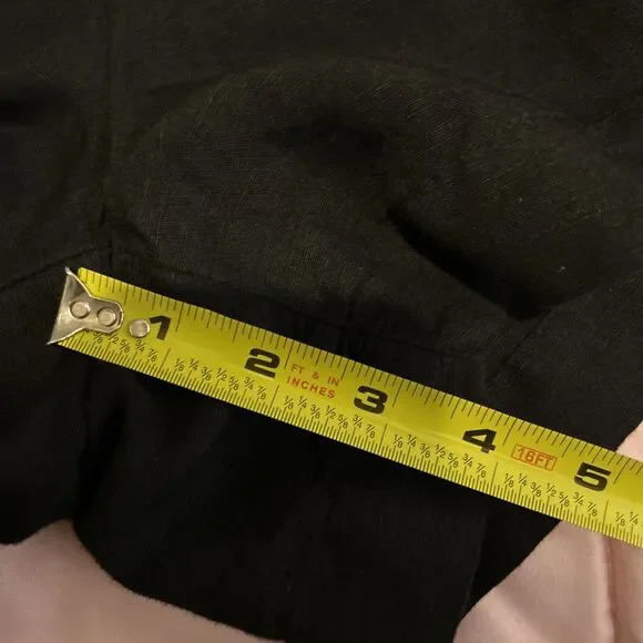 HM Black Linen Blend Shorts Size XL Womens Short W Pockets Stretch Waist - Picture 8 of 9